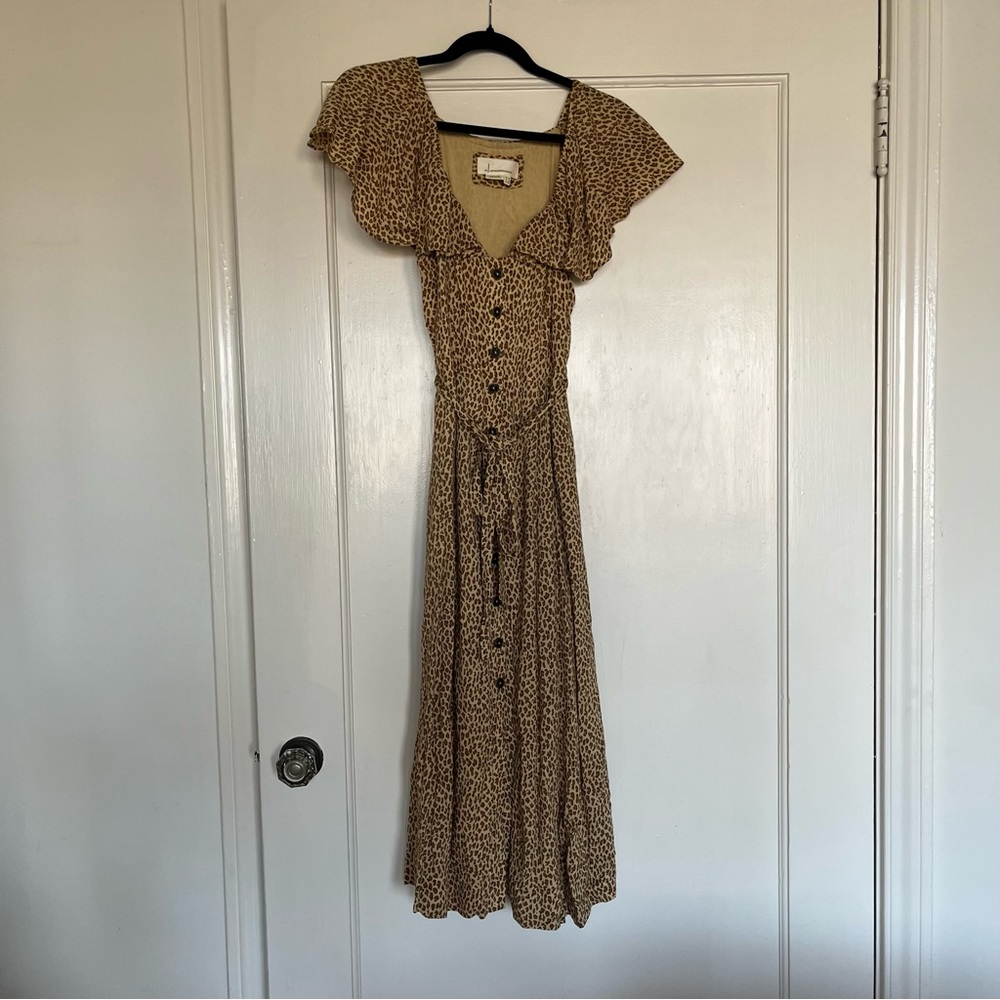 Anthropologie giraffe print midi dress